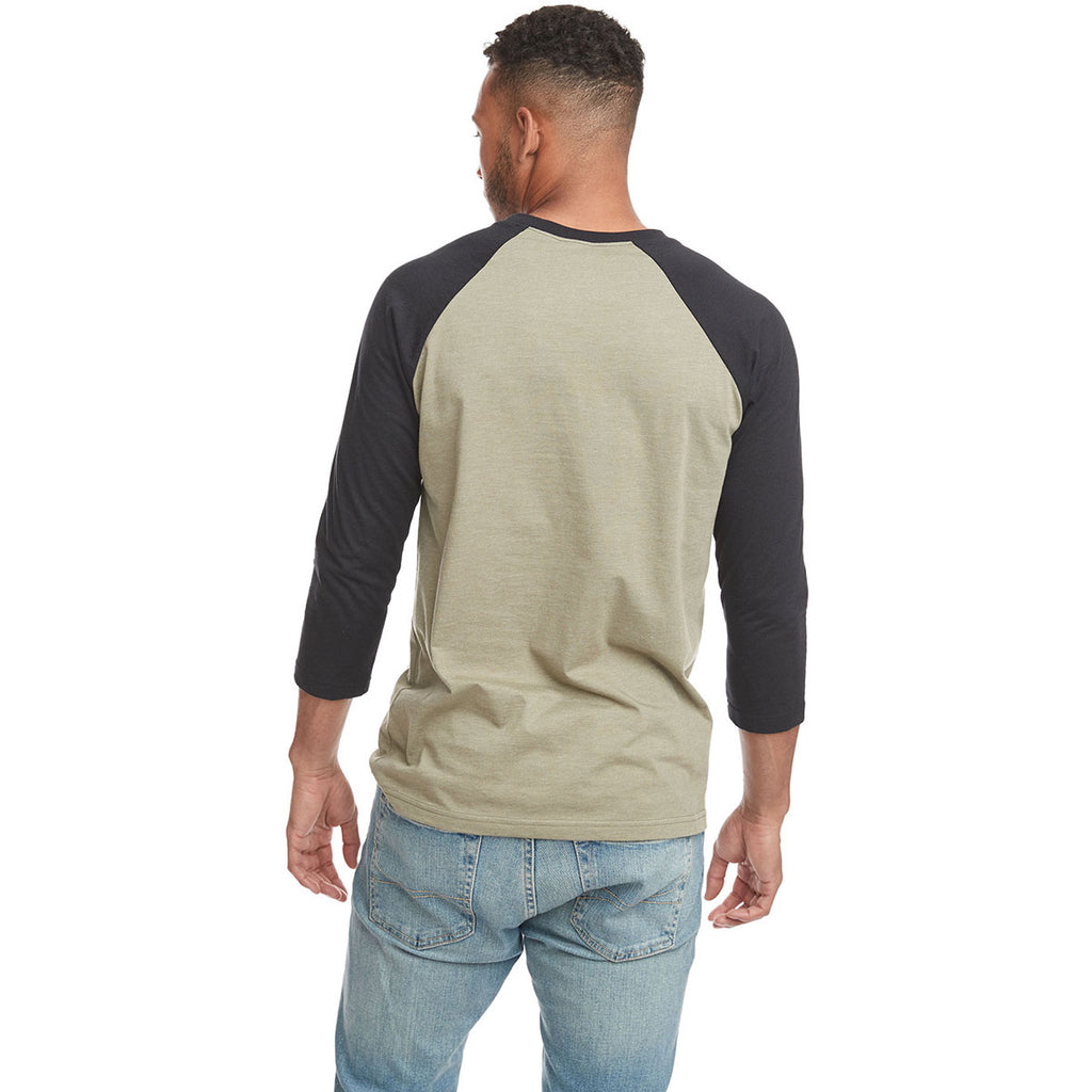 Next Level Unisex Black/Olive CVC 3/4 Sleeve Raglan Baseball T-Shirt