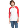 Next Level Unisex Red/White CVC 3/4 Sleeve Raglan Baseball T-Shirt