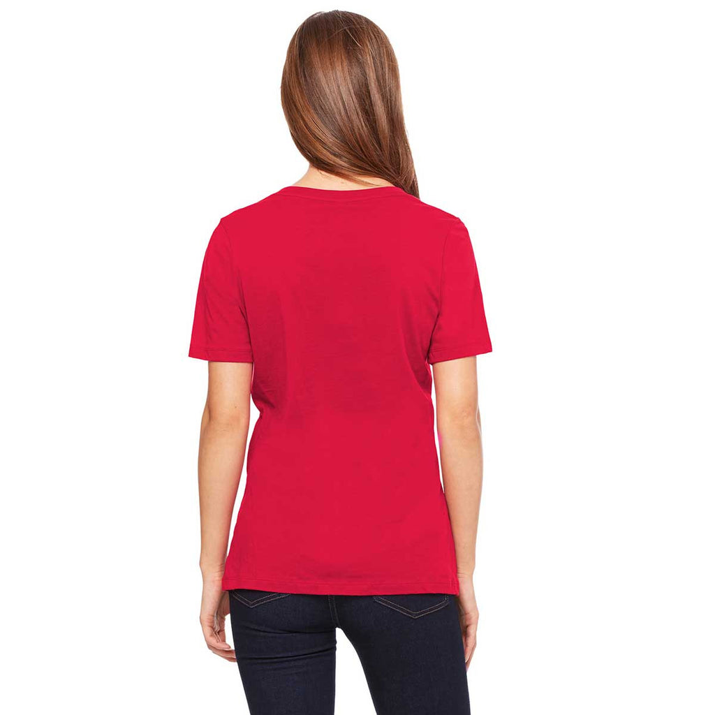 Bella + Canvas Women's Red Relaxed Jersey Short-Sleeve V-Neck T-Shirt