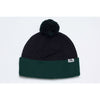 Pacific Headwear Black/Dark Green Loose Fit Pom-Pom Beanie