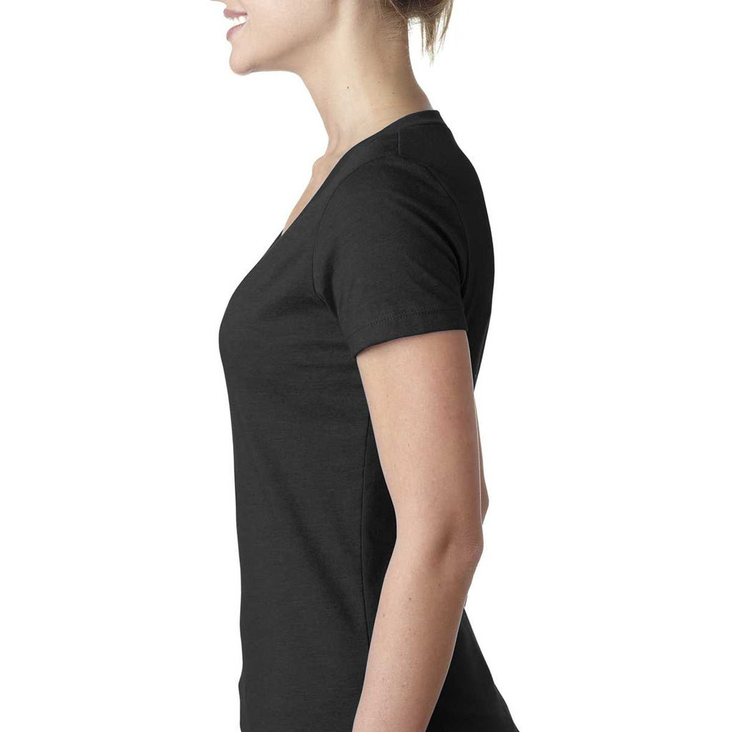 Next Level Women's Black CVC Deep V Tee