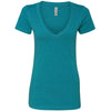 Next Level Women's Teal CVC Deep V Tee