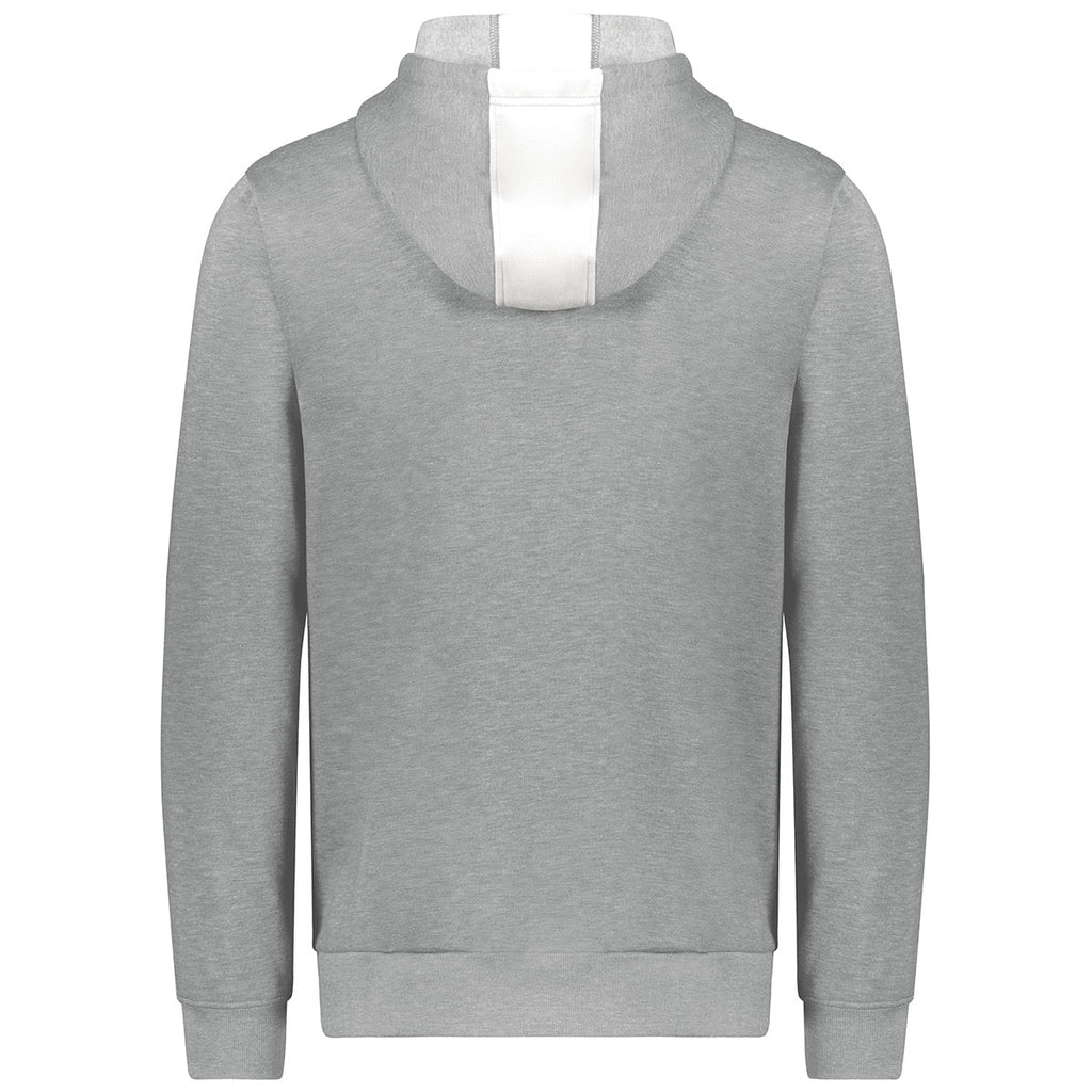 Augusta Sportswear Men's White/Grey Heather Three-Season Fleece Pullover Hoodie