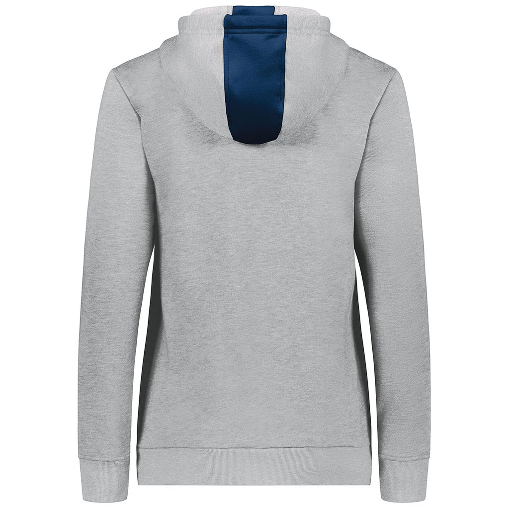 Augusta Sportswear Women's Navy/Grey Heather Three-Season Fleece Pullover Hoodie