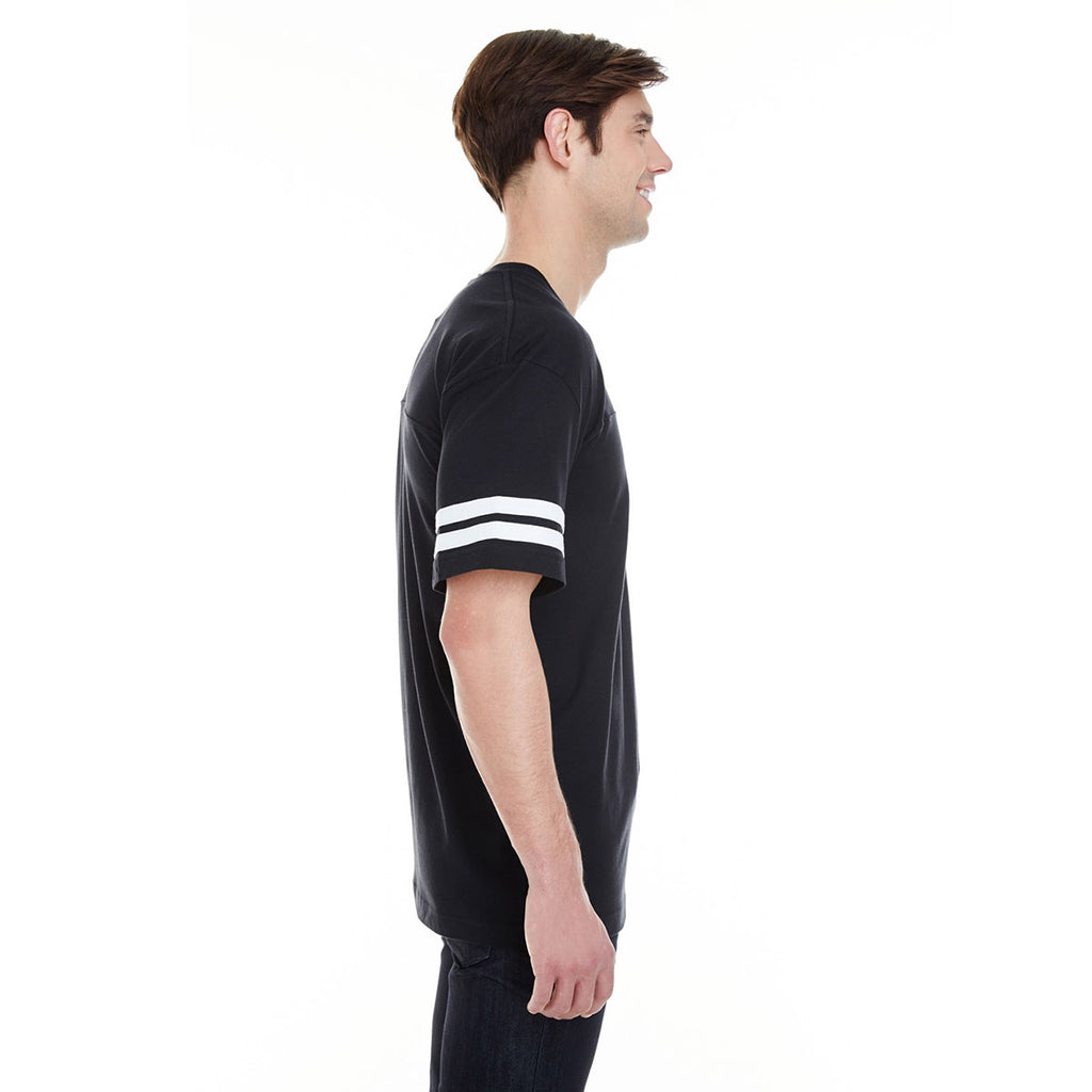 LAT Men's Black/White Football Fine Jersey T-Shirt