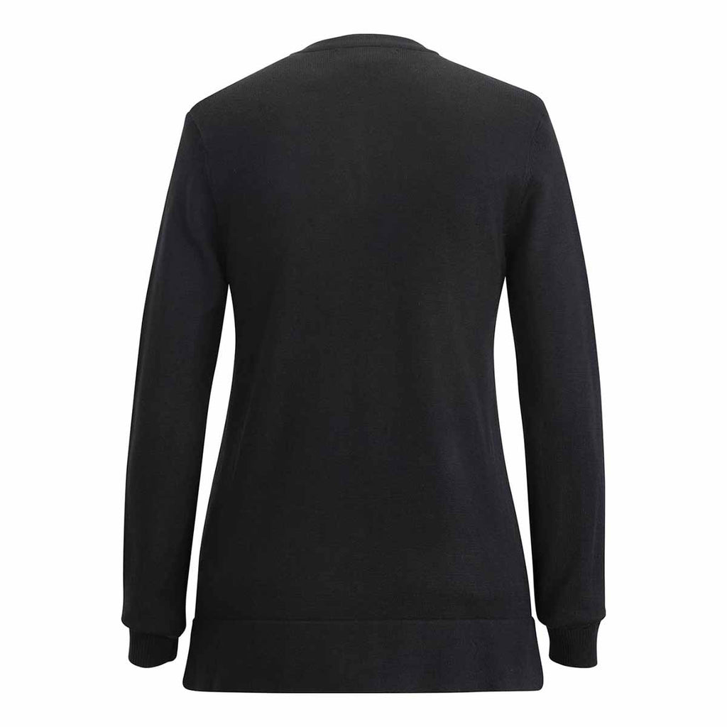 Edwards Women's Black Crew Neck Cardigan With Drop Tail