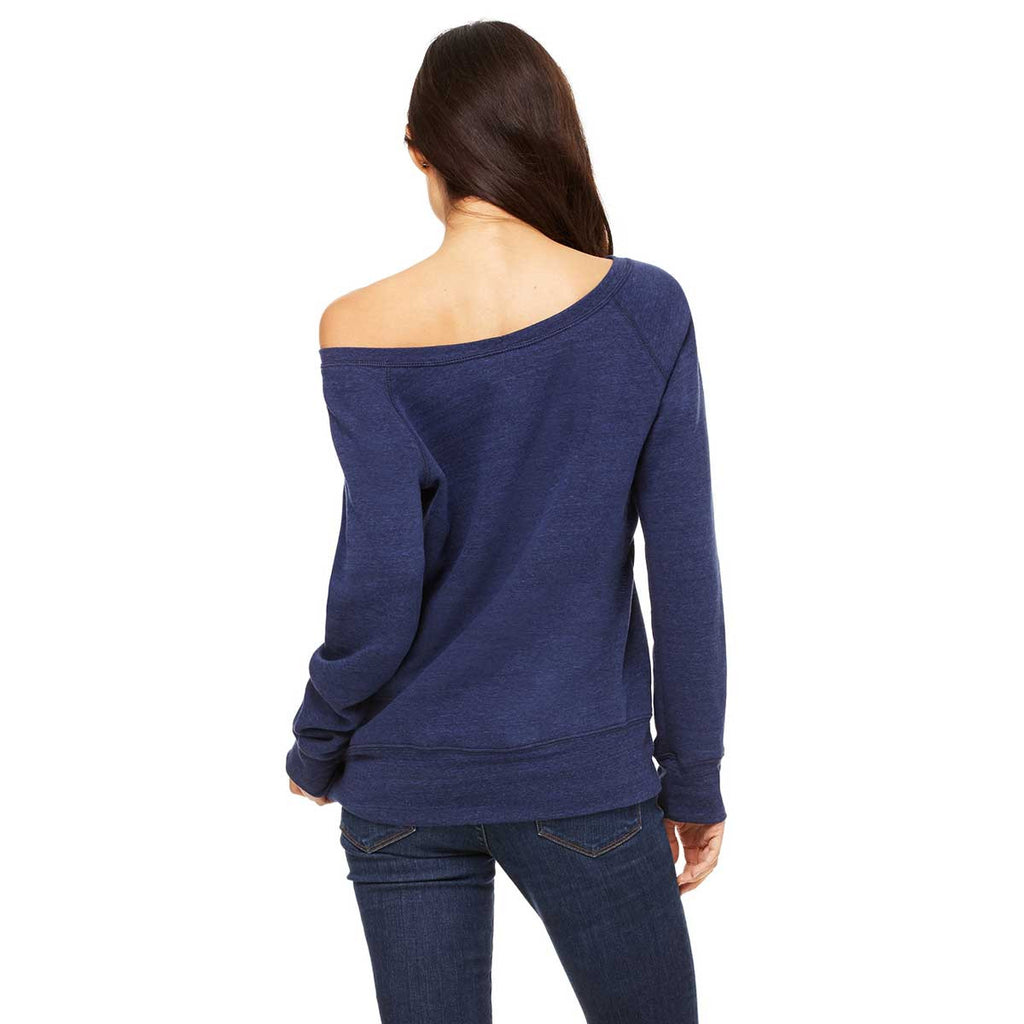 Bella + Canvas Women's Navy Triblend Wide Neck Sweatshirt