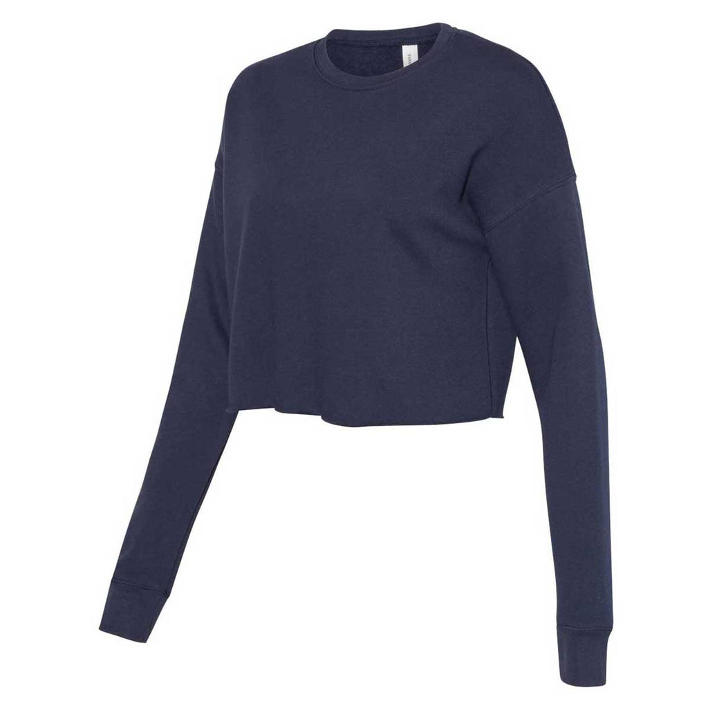 BELLA + CANVAS Women's Navy Cropped Crew Fleece