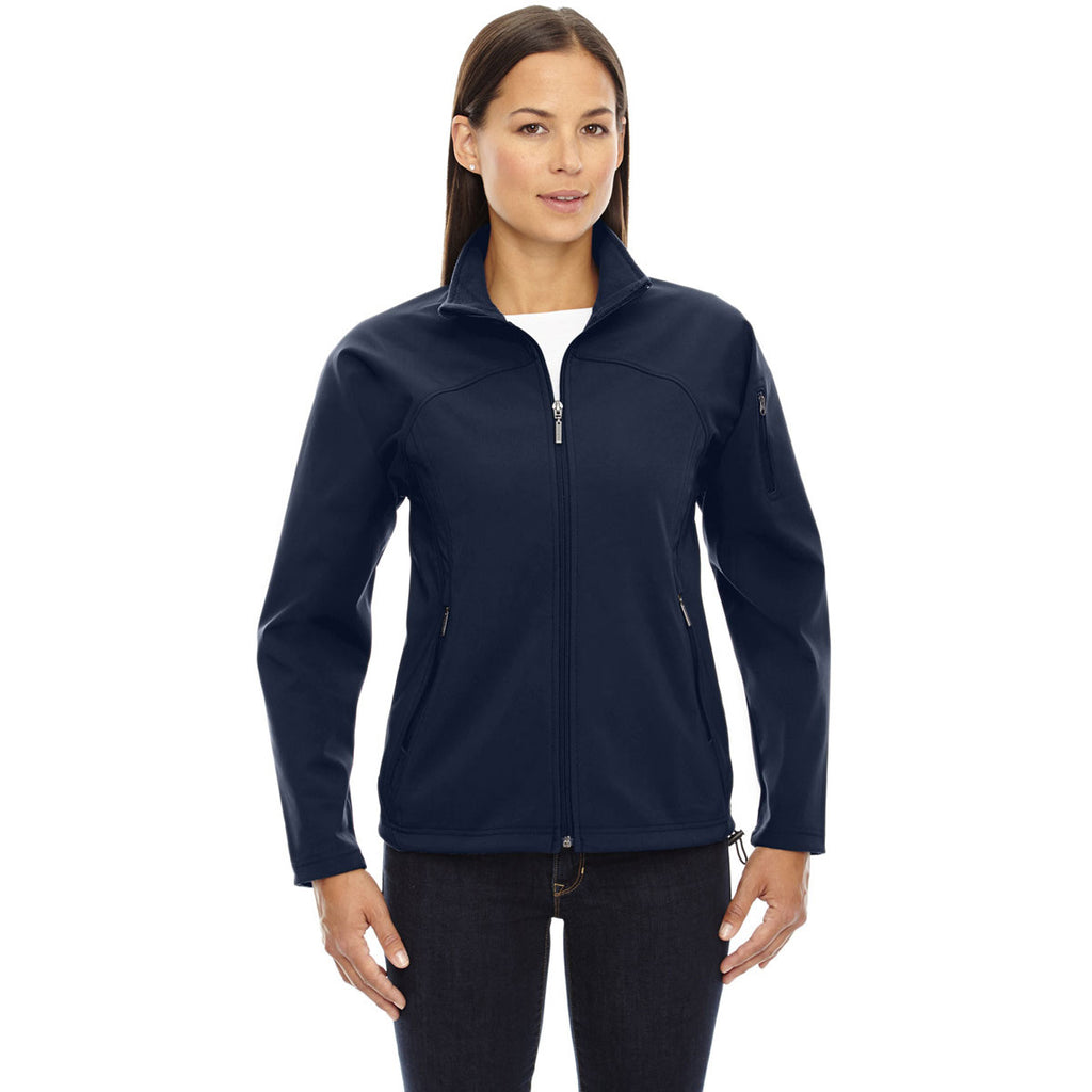 North End Women's Midnight Navy Three-Layer Fleece Bonded Performance Soft Shell Jacket