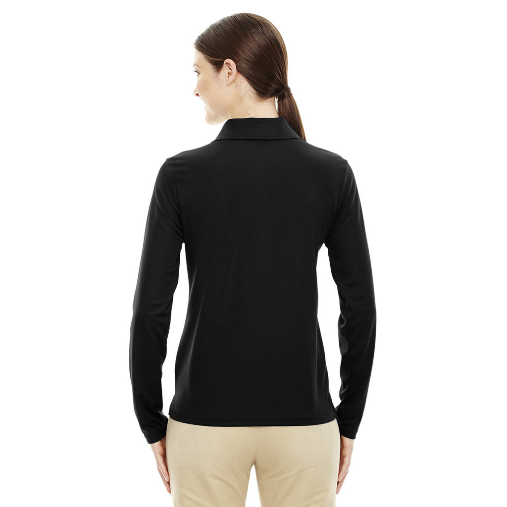 Core 365 Women's Black Pinnacle Performance Long-Sleeve Pique Polo