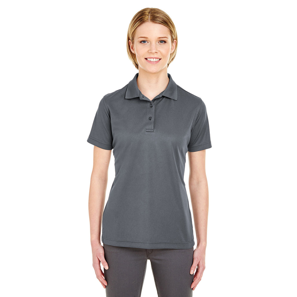 UltraClub Women's Charcoal Cool & Dry Mesh Pique Polo