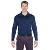 UltraClub Men's Navy Cool & Dry Sport Long-Sleeve Polo