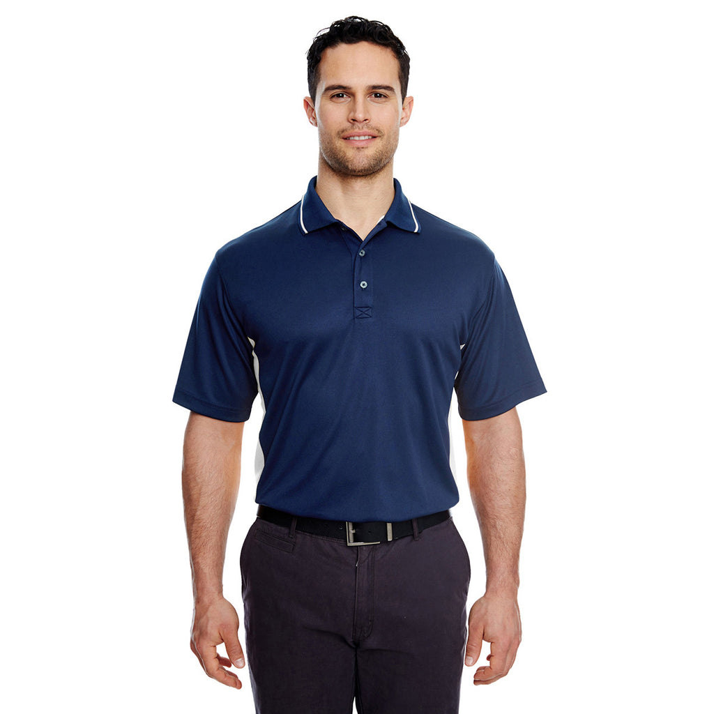 UltraClub Men's Navy/White Cool & Dry Sport Two-Tone Polo