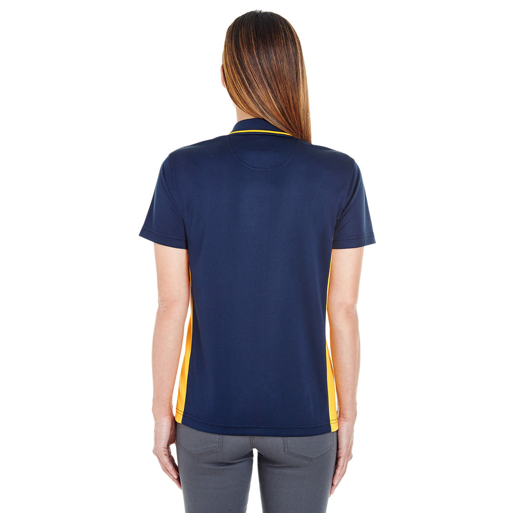 UltraClub Women's Navy/Gold Cool & Dry Sport Two-Tone Polo