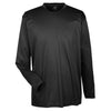 UltraClub Men's Black Cool & Dry Sport Long-Sleeve Performance Interlock T-Shirt