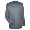 UltraClub Men's Charcoal Cool & Dry Sport Long-Sleeve Performance Interlock T-Shirt