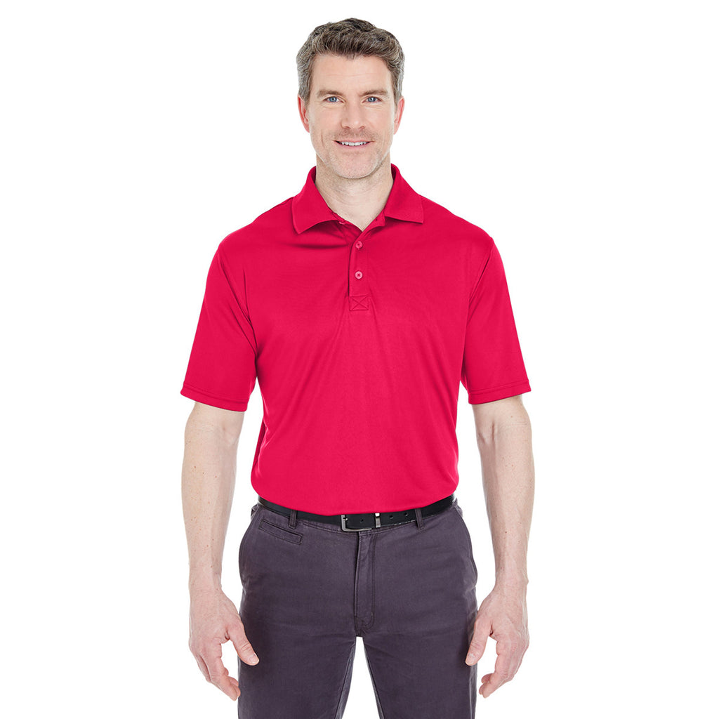 UltraClub Men's Red Cool & Dry Sport Performance Interlock Polo