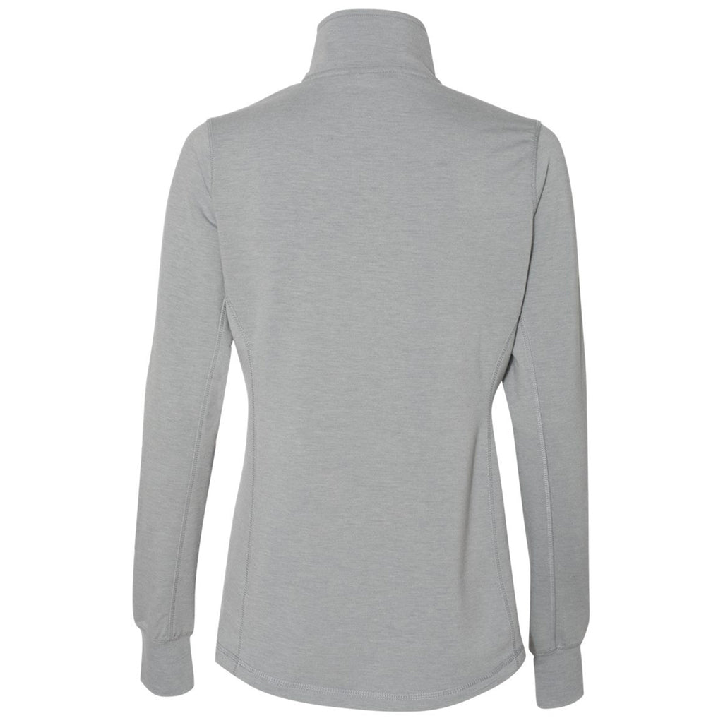 J. America Women's Silver Grey Heather Omega Stretch Terry Quarter-Zip Pullover