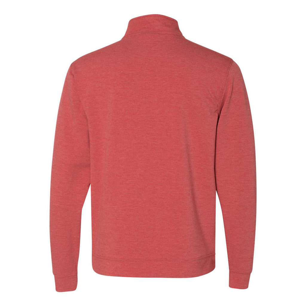 J. America Men's Red Heather Omega Stretch Terry Quarter-Zip Pullover