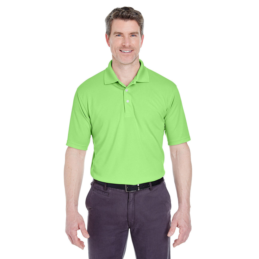 UltraClub Men's Light Green Cool & Dry Stain-Release Performance Polo