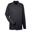 UltraClub Men's Black Long-Sleeve Classic Pique Polo