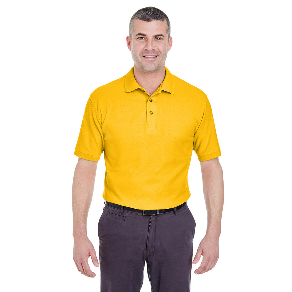 UltraClub Men's Gold Whisper Pique Polo