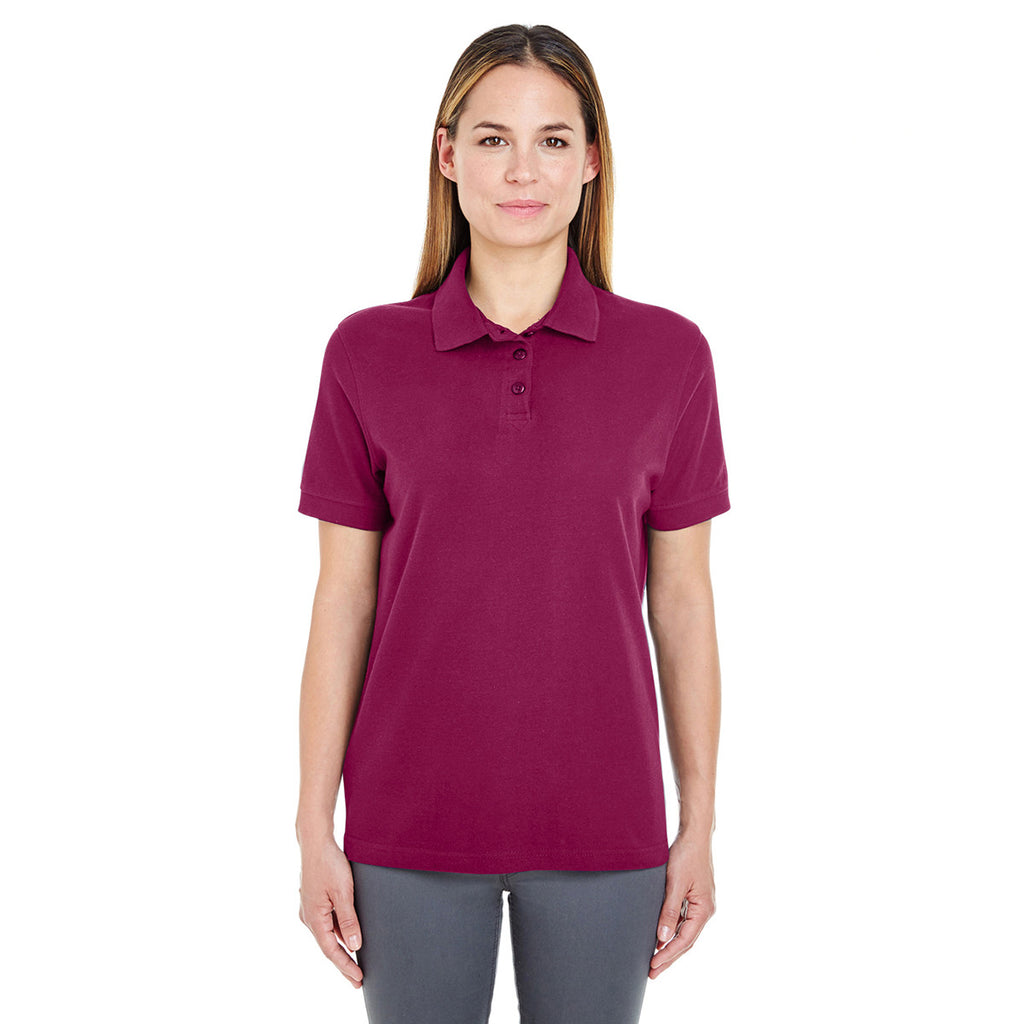 UltraClub Women's Wine Whisper Pique Polo