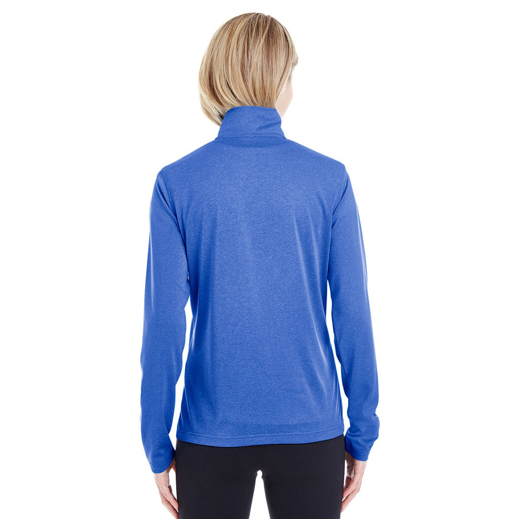 UltraClub Women's Royal Heather Cool & Dry Heathered Performance Quarter-Zip