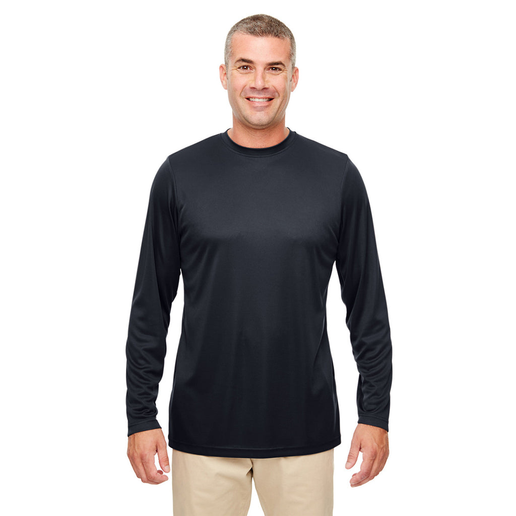 UltraClub Men's Black Cool & Dry Performance Long-Sleeve Top