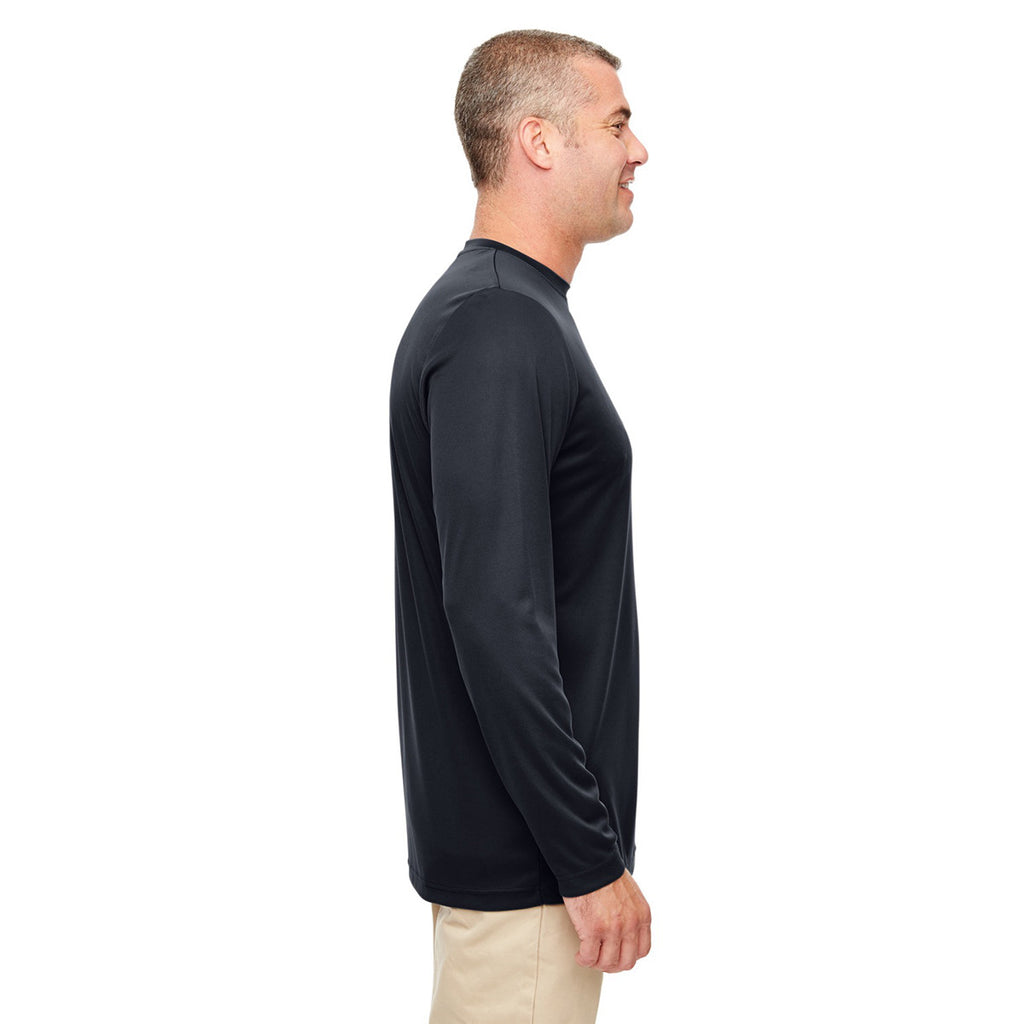 UltraClub Men's Black Cool & Dry Performance Long-Sleeve Top