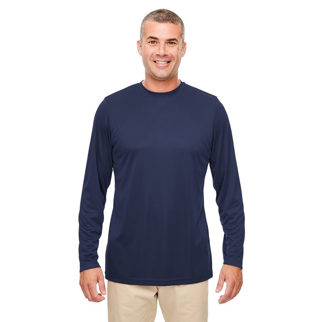 UltraClub Men's Navy Cool & Dry Performance Long-Sleeve Top