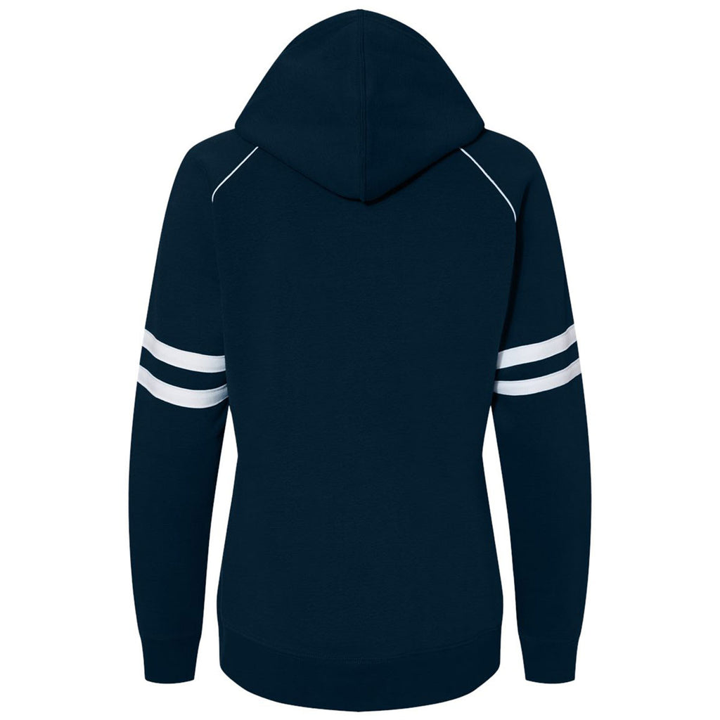 J. America Women's Navy Varsity Fleece Piped Hooded Sweatshirt