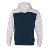 J. America Men's Navy/White Melange Fleece Colorblocked Hooded Pullover