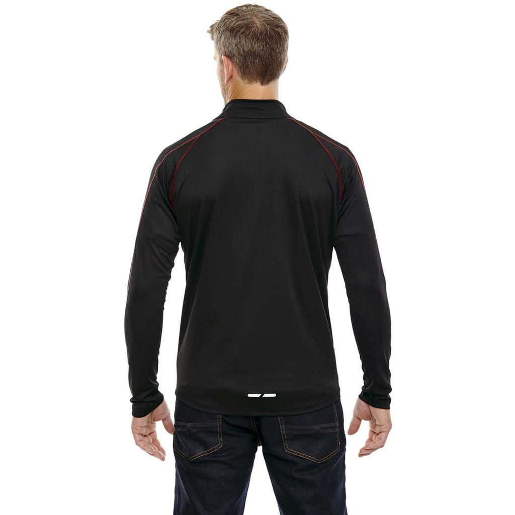 North End Men's Black/Classic Red Radar Half-Zip Performance Long-Sleeve Top