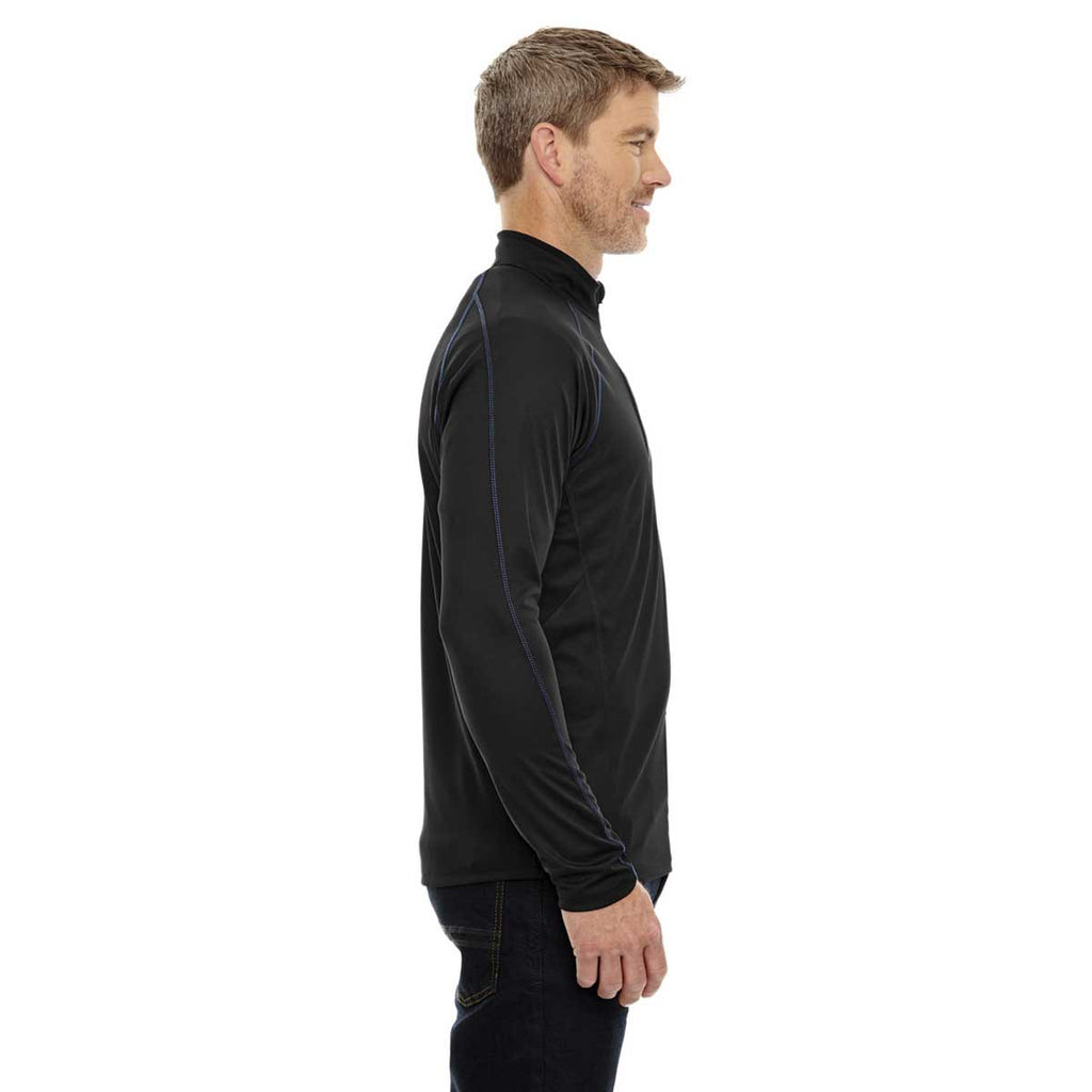 North End Men's Black/True Royal Radar Half-Zip Performance Long-Sleeve Top