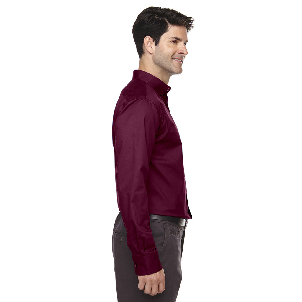 Core 365 Men's Burgundy Operate Long-Sleeve Twill Shirt