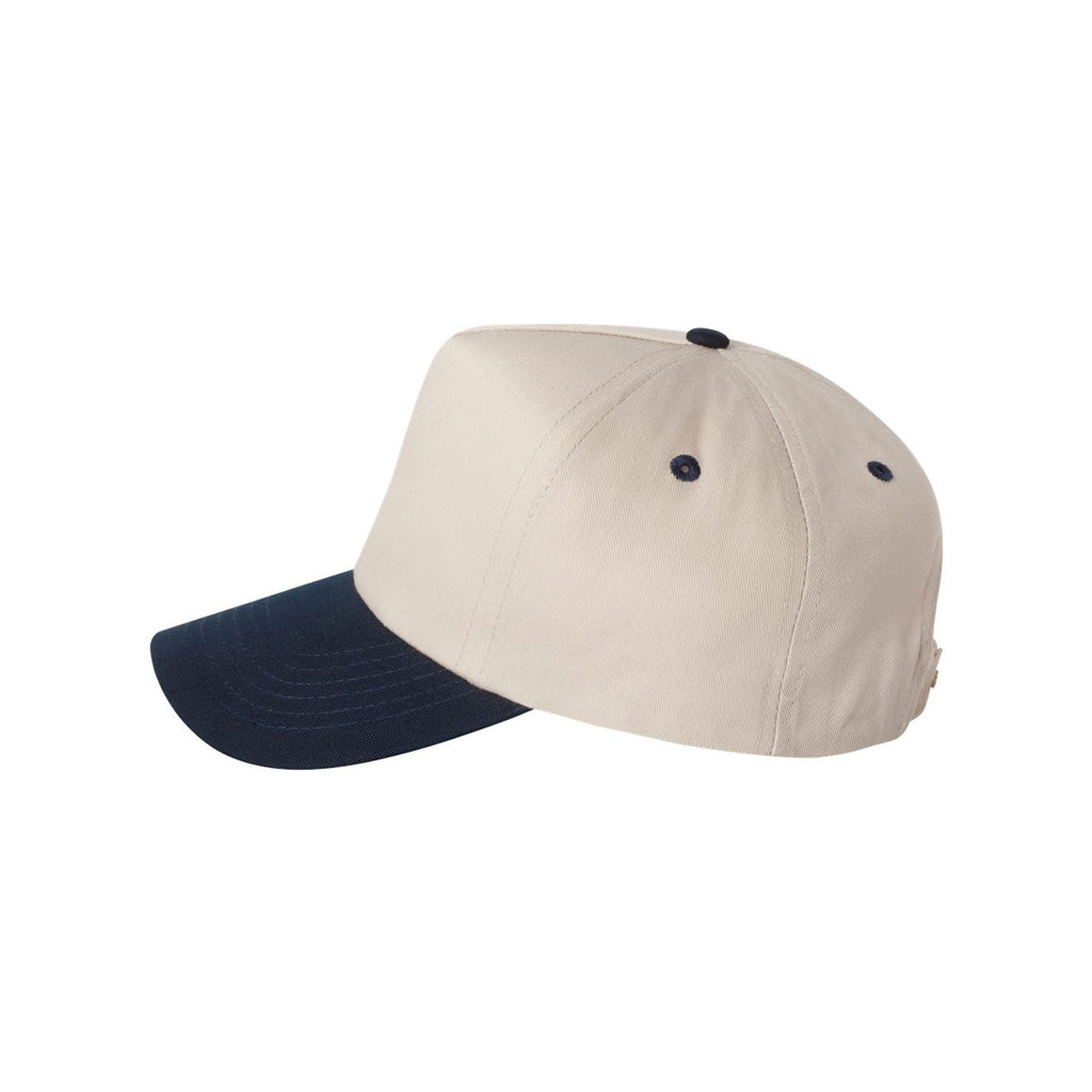 Valucap Khaki/Navy Five-Panel Twill Cap