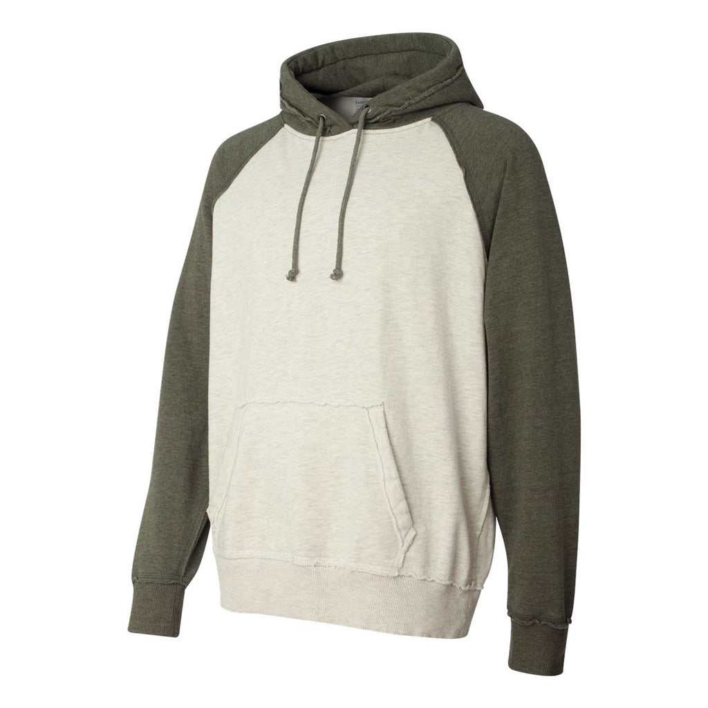 J. America Men's Oatmeal Heather/Army Heather Vintage Heather Hooded Sweatshirt