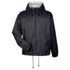 UltraClub Men's Black Fleece-Lined Hooded Jacket