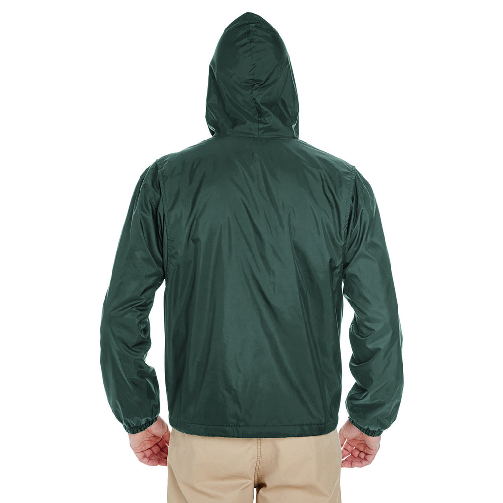 UltraClub Men's Forest Green Fleece-Lined Hooded Jacket