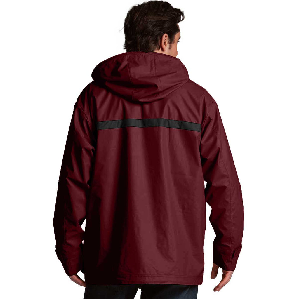 Charles River Men's Maroon/Black New Englander Rain Jacket