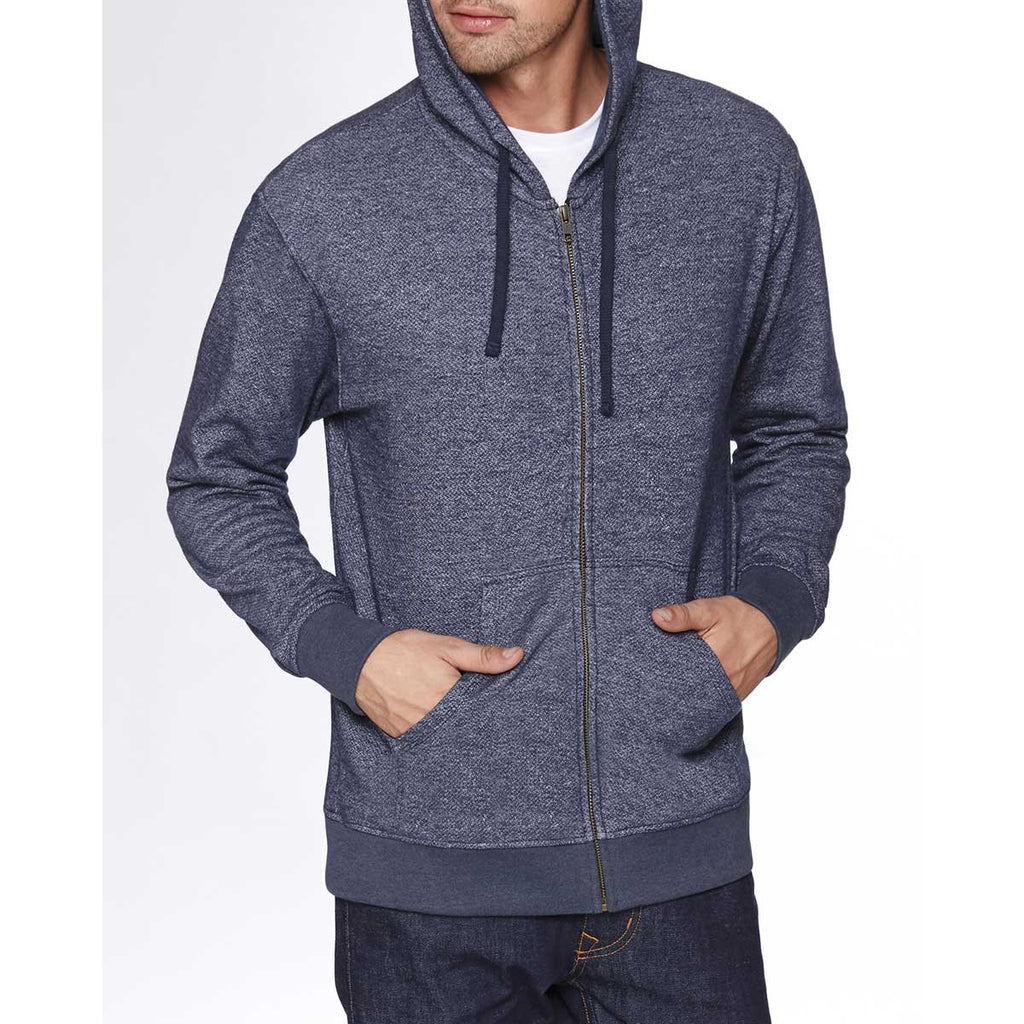 Next Level Unisex Midnight Navy Denim Fleece Full-Zip Hoodie