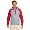 Jerzees Men's Oxford/True Red 8 Oz. Nublend Colorblock Raglan Pullover Hood