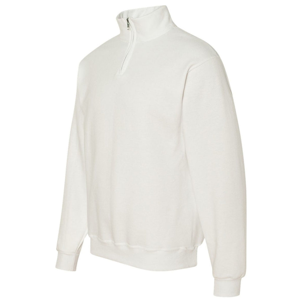 Jerzees Men's White Nublend Cadet Collar Quarter-Zip Sweatshirt