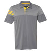 adidas Golf Men's Vista Grey/EQT Yellow Heather 3-Stripe Block Sport Shirt