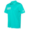 adidas Men's Hi-Res Aqua/White 3 Stripe Chest Polo