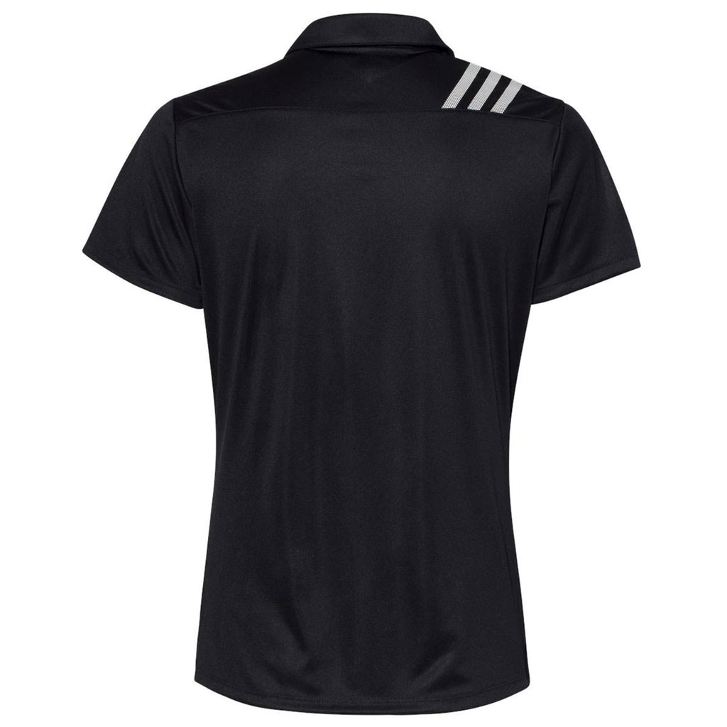 adidas Women's Black/White 3 Stripe Shoulder Sport Polo