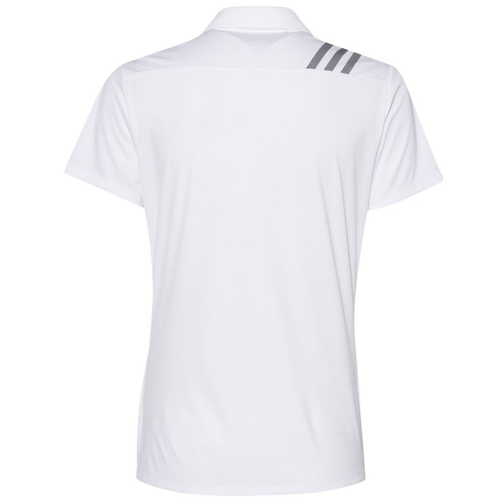 adidas Women's White/Black 3 Stripe Shoulder Sport Polo