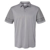 adidas Men's Grey Three/Grey Five Striped Sleeve Sport Shirt