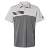 adidas Men's Grey Two Heather/Black Heather Heathered Colorblock 3-Stripes Sport Shirt